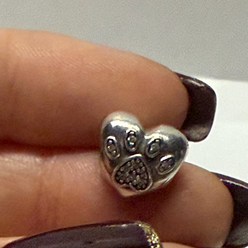 Pandora Heart Paw Print Charm